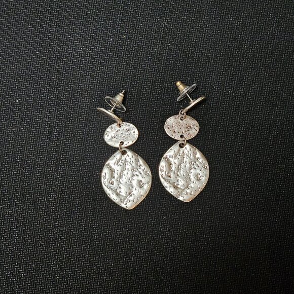 Hammered Metal Drop Earrings - Picture 1 of 2